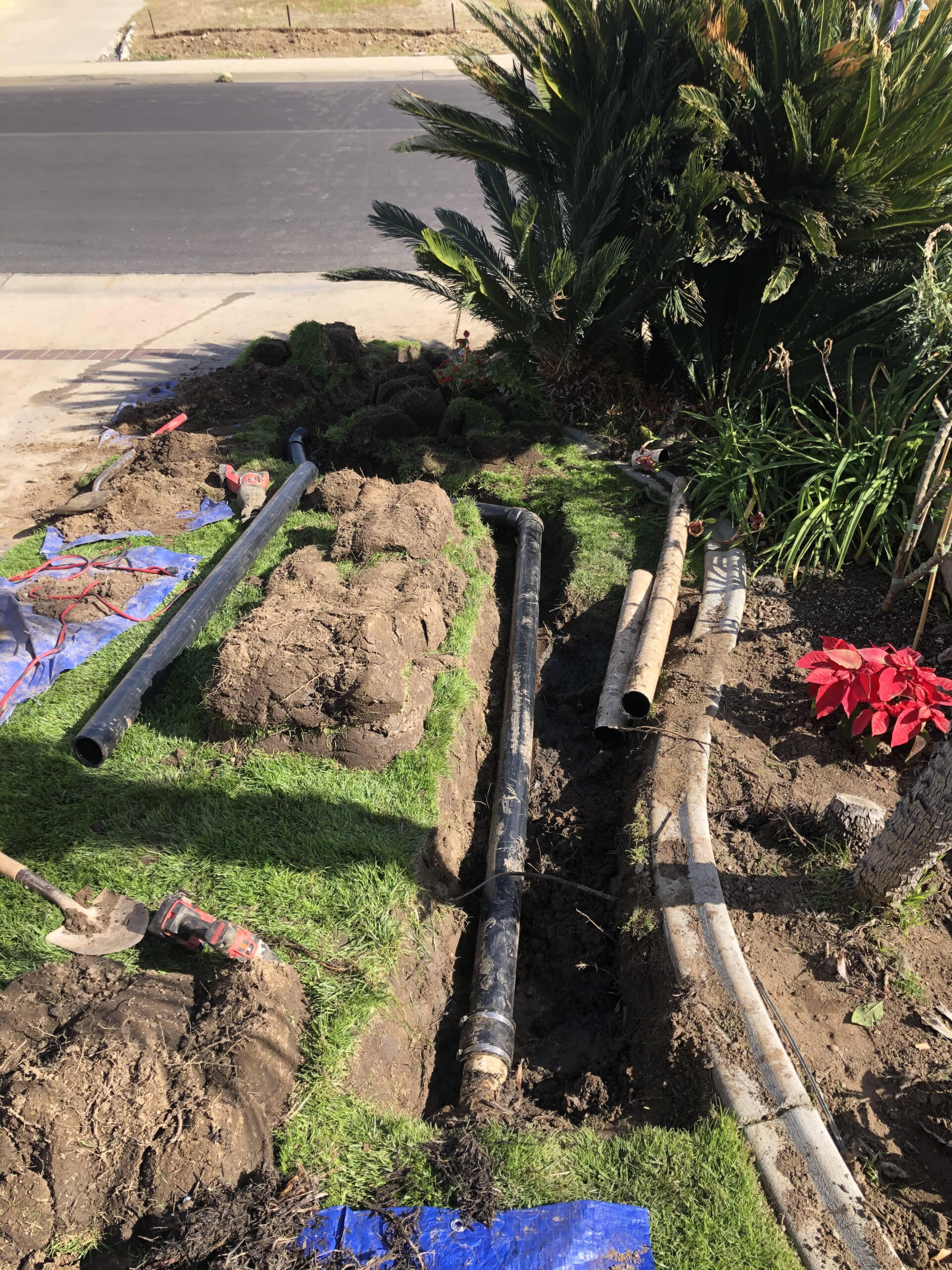 Repairing broken section of drain line